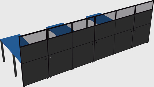 Shared l-shaped cubicle