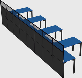 Shared l-shaped cubicle