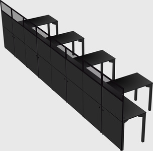 Shared l-shaped cubicle