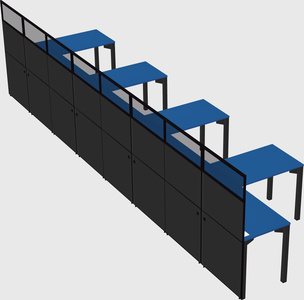 Shared l-shaped cubicle
