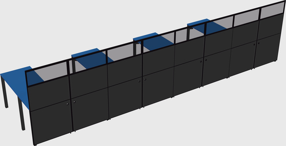 Shared l-shaped cubicle