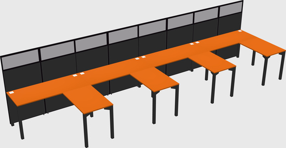 Shared l-shaped cubicle