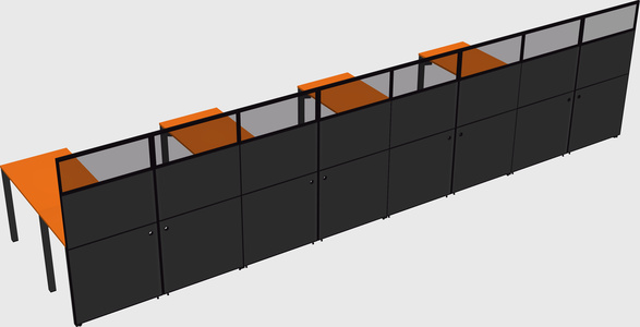 Shared l-shaped cubicle