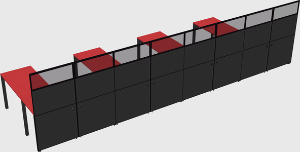 Shared l-shaped cubicle
