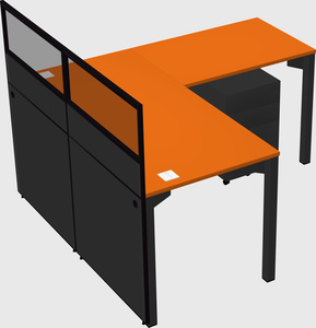 Shared l-shaped cubicle