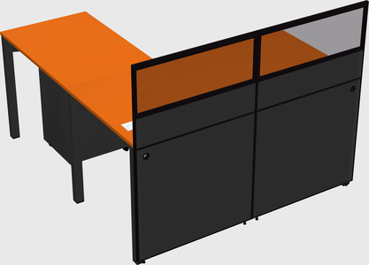 Shared l-shaped cubicle