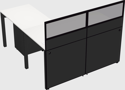 Shared l-shaped cubicle