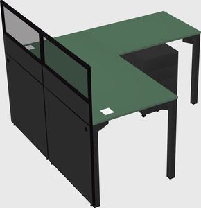 Shared l-shaped cubicle
