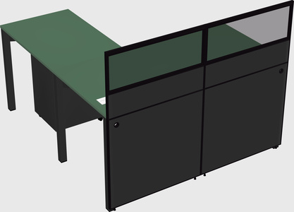 Shared l-shaped cubicle