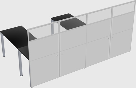 Shared l-shaped cubicle
