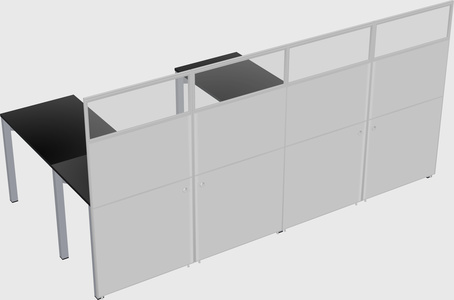 Shared l-shaped cubicle