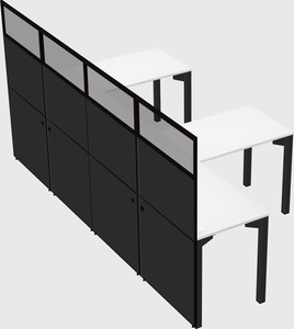 Shared l-shaped cubicle