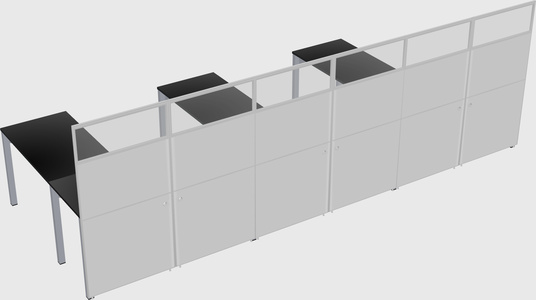 Shared l-shaped cubicle