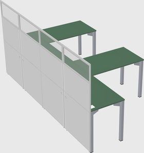 Shared l-shaped cubicle