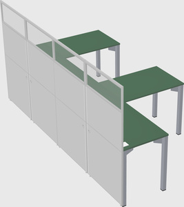 Shared l-shaped cubicle