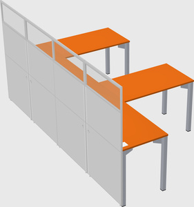 Shared l-shaped cubicle