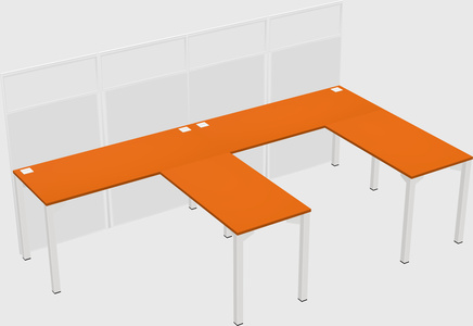 Shared l-shaped cubicle