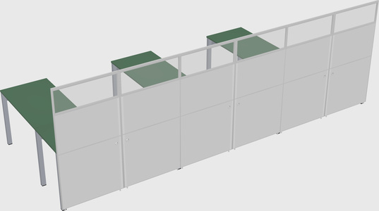 Shared l-shaped cubicle