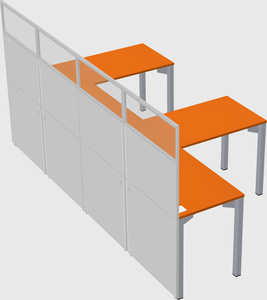 Shared l-shaped cubicle