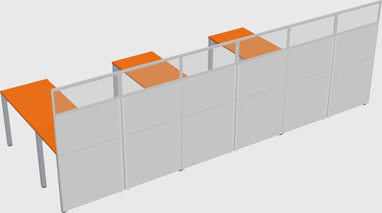 Shared l-shaped cubicle