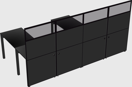 Shared l-shaped cubicle