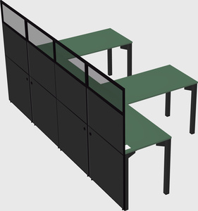 Shared l-shaped cubicle