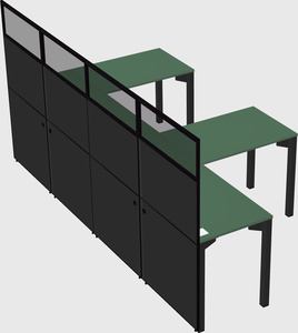 Shared l-shaped cubicle