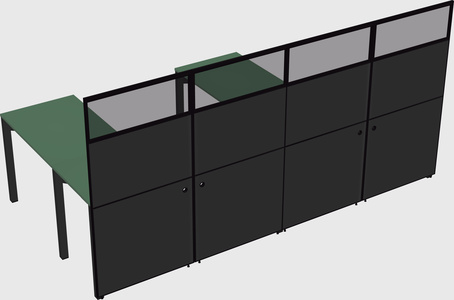 Shared l-shaped cubicle