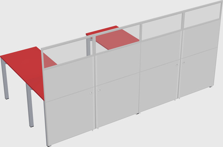 Shared l-shaped cubicle