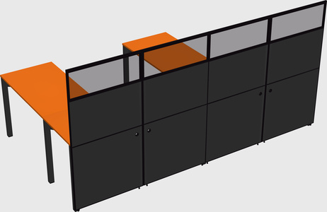 Shared l-shaped cubicle