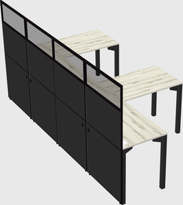 Shared l-shaped cubicle