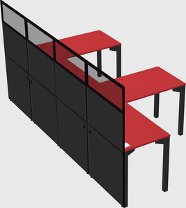 Shared l-shaped cubicle