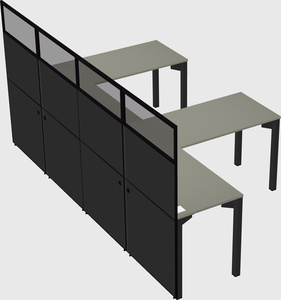 Shared l-shaped cubicle