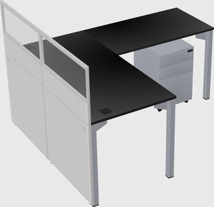 Shared l-shaped cubicle