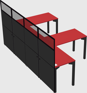 Shared l-shaped cubicle