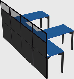 Shared l-shaped cubicle