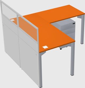 Shared l-shaped cubicle