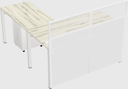 Shared l-shaped cubicle