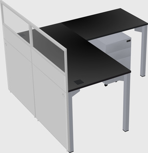 Shared l-shaped cubicle