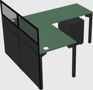 Shared l-shaped cubicle