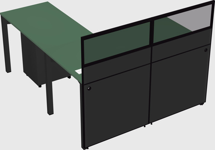 Shared l-shaped cubicle