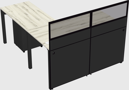 Shared l-shaped cubicle