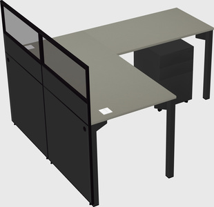 Shared l-shaped cubicle