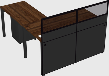 Shared l-shaped cubicle