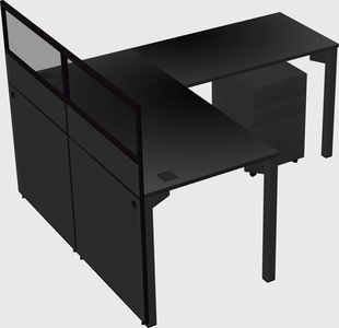 Shared l-shaped cubicle