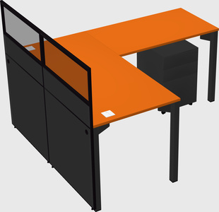 Shared l-shaped cubicle