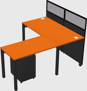 Shared l-shaped cubicle