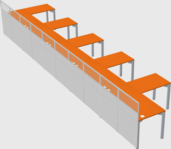 Shared l-shaped cubicle