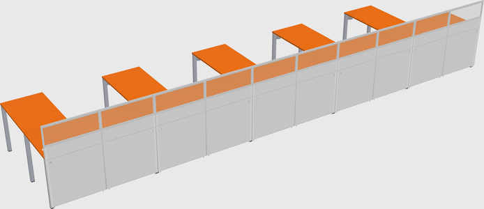 Shared l-shaped cubicle