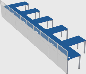 Shared l-shaped cubicle